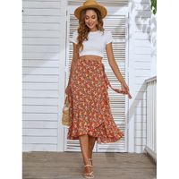 Summer Vintage Style Ditsy Floral Polyester Midi Dress Skirts main image 3
