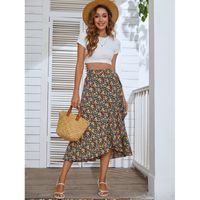 Summer Vintage Style Ditsy Floral Polyester Midi Dress Skirts main image 4