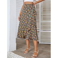 Summer Vintage Style Ditsy Floral Polyester Midi Dress Skirts main image 5