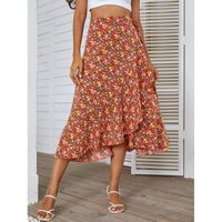 Summer Vintage Style Ditsy Floral Polyester Midi Dress Skirts sku image 1