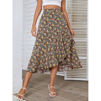 Summer Vintage Style Ditsy Floral Polyester Midi Dress Skirts sku image 5