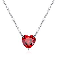 Sterling Silver Elegant Heart Shape Solid Color Plating Inlay Zircon Pendant Necklace main image 6
