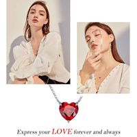 Sterling Silver Elegant Heart Shape Solid Color Plating Inlay Zircon Pendant Necklace main image 4