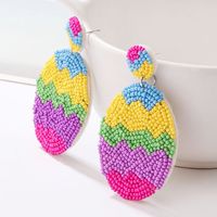 1 Pair Retro Geometric Colorful Egg Beaded Stainless Steel Cloth Glass main image 1
