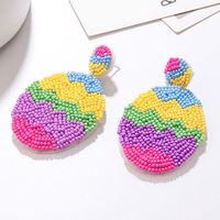 1 Pair Retro Geometric Colorful Egg Beaded Stainless Steel Cloth Glass main image 3