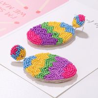 1 Pair Retro Geometric Colorful Egg Beaded Stainless Steel Cloth Glass main image 4