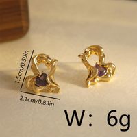 1 Pair Vintage Style Heart Shape Enamel Inlay Copper Zircon 18K Gold Plated Drop Earrings sku image 1
