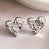 1 Pair Retro Simple Style Commute Heart Shape Inlay Copper Zircon 18K Gold Plated Ear Studs main image 6