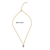 Stainless Steel 18K Gold Plated Sweet Cross Inlay Rhinestones Pendant Necklace main image 2