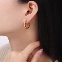 1 Pair Casual Elegant Simple Style Bamboo Patchwork Plating Titanium Steel 18K Gold Plated Ear Studs main image 5