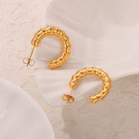 1 Pair Casual Elegant Simple Style Bamboo Patchwork Plating Titanium Steel 18K Gold Plated Ear Studs main image 7