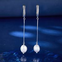 1 Pair Elegant Luxurious Round Square Oval Plating Sterling Silver White Gold Plated Drop Earrings main image 3
