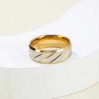 304 Stainless Steel 14K Gold Plated Simple Style Spiral Stripe Rings main image 3