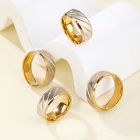 304 Stainless Steel 14K Gold Plated Simple Style Spiral Stripe Rings main image 7
