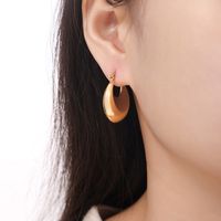 1 Pair Simple Style Commute Korean Style U Shape Solid Color Titanium Steel 18K Gold Plated Earrings main image 4