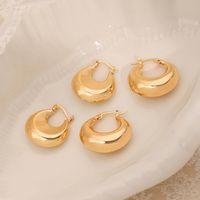 1 Pair Simple Style Commute Korean Style U Shape Solid Color Titanium Steel 18K Gold Plated Earrings main image 5