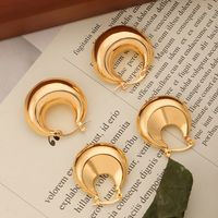 1 Pair Simple Style Commute Korean Style U Shape Solid Color Titanium Steel 18K Gold Plated Earrings main image 1