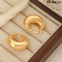 1 Pair Simple Style Commute Korean Style U Shape Solid Color Titanium Steel 18K Gold Plated Earrings main image 9