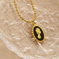 Edelstahl 304 18 Karat Vergoldet Retro Einfacher Stil Überzug Menschlich Oval Halskette main image 4