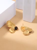 1 Pair Vintage Style Butterfly Inlay 304 Stainless Steel Natural Stone 18K Gold Plated Ear Studs main image 8