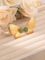 1 Pair Vintage Style Butterfly Inlay 304 Stainless Steel Natural Stone 18K Gold Plated Ear Studs main image 4