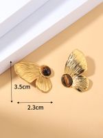1 Pair Vintage Style Butterfly Inlay 304 Stainless Steel Natural Stone 18K Gold Plated Ear Studs main image 2