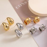 1 Pair Simple Style Commute Geometric Water Droplets Inlay Copper Zircon 18K Gold Plated Ear Studs main image 1