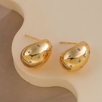 1 Pair Simple Style Commute Geometric Water Droplets Inlay Copper Zircon 18K Gold Plated Ear Studs main image 6