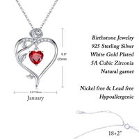 Sterling Silver Elegant Heart Shape Rose Solid Color Inlay Zircon Pendant Necklace main image 2