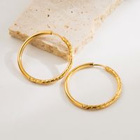 1 Pair Casual Classic Style Round Gourd Stainless Steel 18K Gold Plated Hoop Earrings main image 3