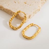 1 Pair Casual Classic Style Round Gourd Stainless Steel 18K Gold Plated Hoop Earrings main image 6