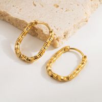 1 Pair Casual Classic Style Round Gourd Stainless Steel 18K Gold Plated Hoop Earrings main image 5