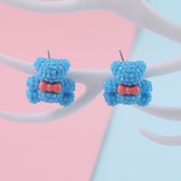 1 Pair Cute Animal Bear Three-dimensional Alloy Plastic Ear Studs main image 3