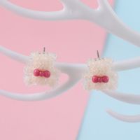 1 Pair Cute Animal Bear Three-dimensional Alloy Plastic Ear Studs sku image 4