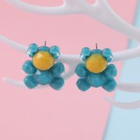 1 Pair Cute Animal Bear Three-dimensional Alloy Plastic Ear Studs sku image 3