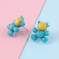 1 Pair Cute Animal Bear Three-dimensional Alloy Plastic Ear Studs sku image 1