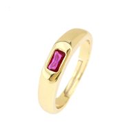 Wholesale IG Style Classic Style Commute Square Copper Inlay 18K Gold Plated Zircon Open Rings sku image 2