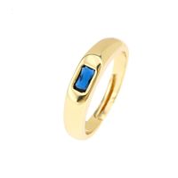 Wholesale IG Style Classic Style Commute Square Copper Inlay 18K Gold Plated Zircon Open Rings sku image 3