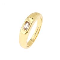 Wholesale IG Style Classic Style Commute Square Copper Inlay 18K Gold Plated Zircon Open Rings sku image 5