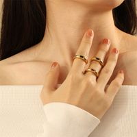 Wholesale IG Style Classic Style Commute Square Copper Inlay 18K Gold Plated Zircon Open Rings main image 4