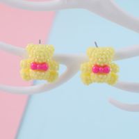 1 Pair Cute Animal Bear Three-dimensional Alloy Plastic Ear Studs sku image 7