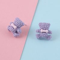 1 Pair Cute Animal Bear Three-dimensional Alloy Plastic Ear Studs sku image 10