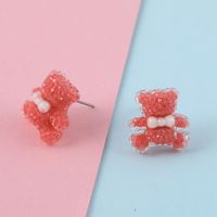 1 Pair Cute Animal Bear Three-dimensional Alloy Plastic Ear Studs sku image 12