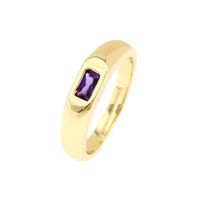 Wholesale IG Style Classic Style Commute Square Copper Inlay 18K Gold Plated Zircon Open Rings sku image 1