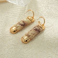 1 Pair Vintage Style Ethnic Style Color Block Three-dimensional Inlay Natural Stone Copper Natural Stone Copper Gold Plated Drop Earrings main image 6