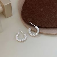 1 Pair Casual Solid Color C Shape Irregular Irregular Sterling Silver Ear Studs sku image 1