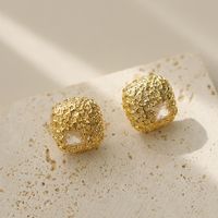 1 Pair Elegant Square Copper 18K Gold Plated Hoop Earrings main image 4