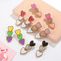 1 Pair Simple Style Artistic Heart Shape Handmade Beaded Cloth Drop Earrings main image 1