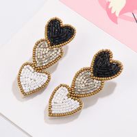 1 Pair Simple Style Artistic Heart Shape Handmade Beaded Cloth Drop Earrings main image 5