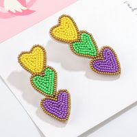 1 Pair Simple Style Artistic Heart Shape Handmade Beaded Cloth Drop Earrings main image 6